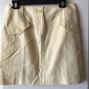 Jupe LOFT (Ann Taylor) Taille 6 - Lin/coton Kaki Beige - Longueur Au-dessus Du Genou - Occasion TB